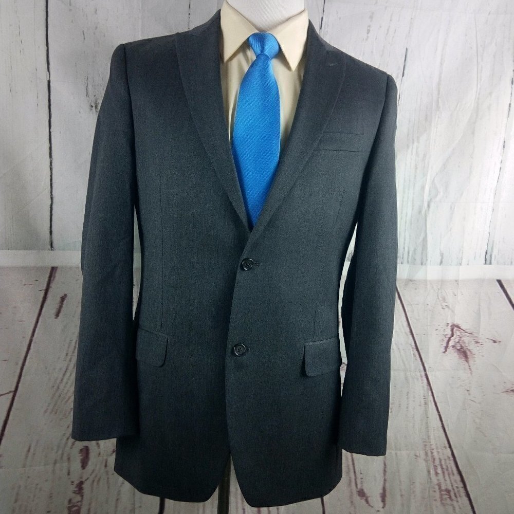 Alfani Macy's 40L Wool 2 Button Gray Suit Blazer Jacket